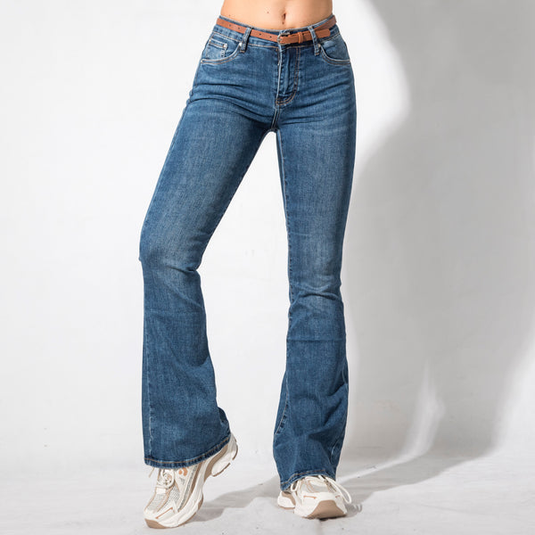 Jeans A Zampa Con Cinta