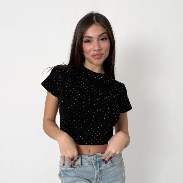 T-Shirt Corta Con Strass
