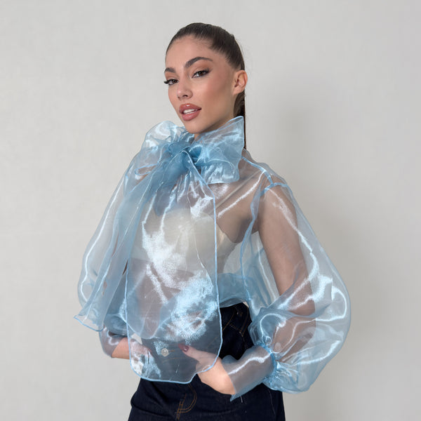 Camicia Trasparente Con Fiocco