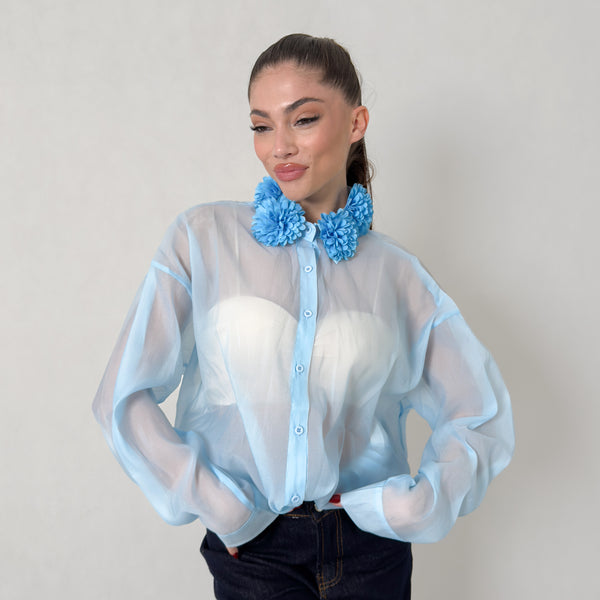 Camicia Georgette Con Rose