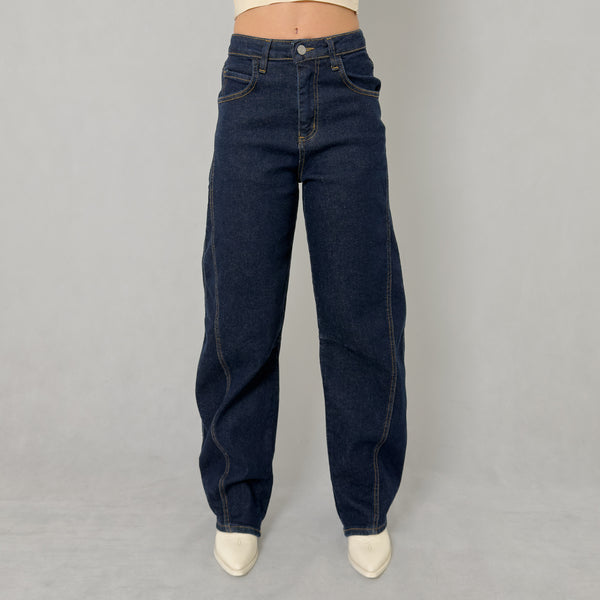 Jeans Barrel Impunture Contrasto