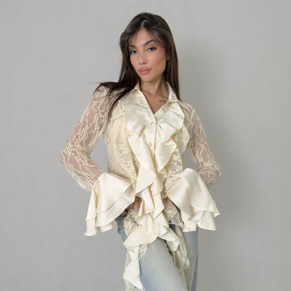 Camicia In Pizzo Con Voilant