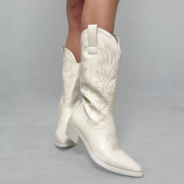 Stivale Texano Con Ricamo
