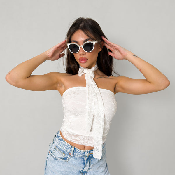 Top In Pizzo Con Foulard