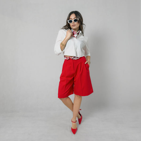 Bermuda Con Pince E Foulard