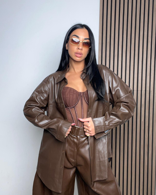 CAMICIA PELLE|Colore:Moro