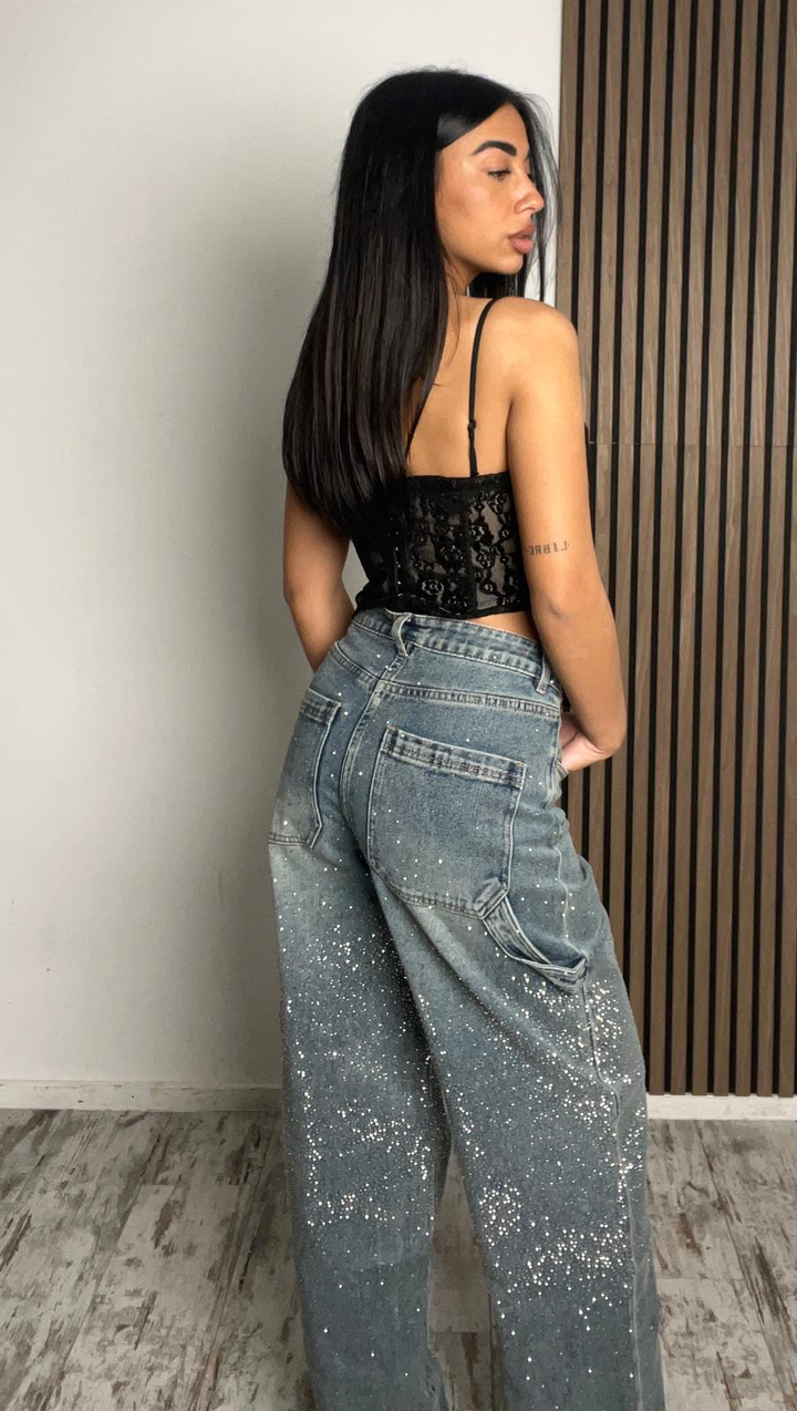 JEANS STRASS|Colore:J.sabbiato