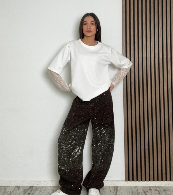 JEANS LEOPARD STRASS|Colore:Moro